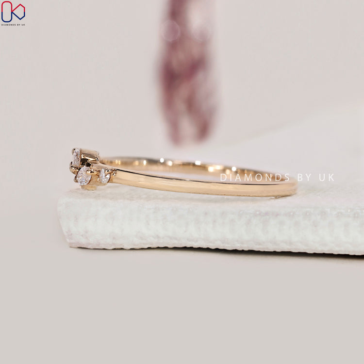 Handmade band styled with half eternity wedding band details.