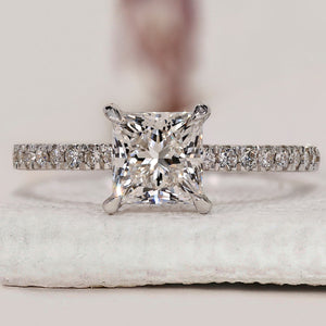Princess Diamond Ring With Pave Setting