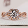 Round cut diamond engagement ring in white gold.
