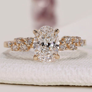 Oval Cut Diamond Ring With Zig Zag Shank Band
