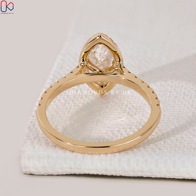 Prong setting for secure diamond placement.
