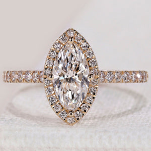 Marquise Diamond Engagement Ring With Halo Setting