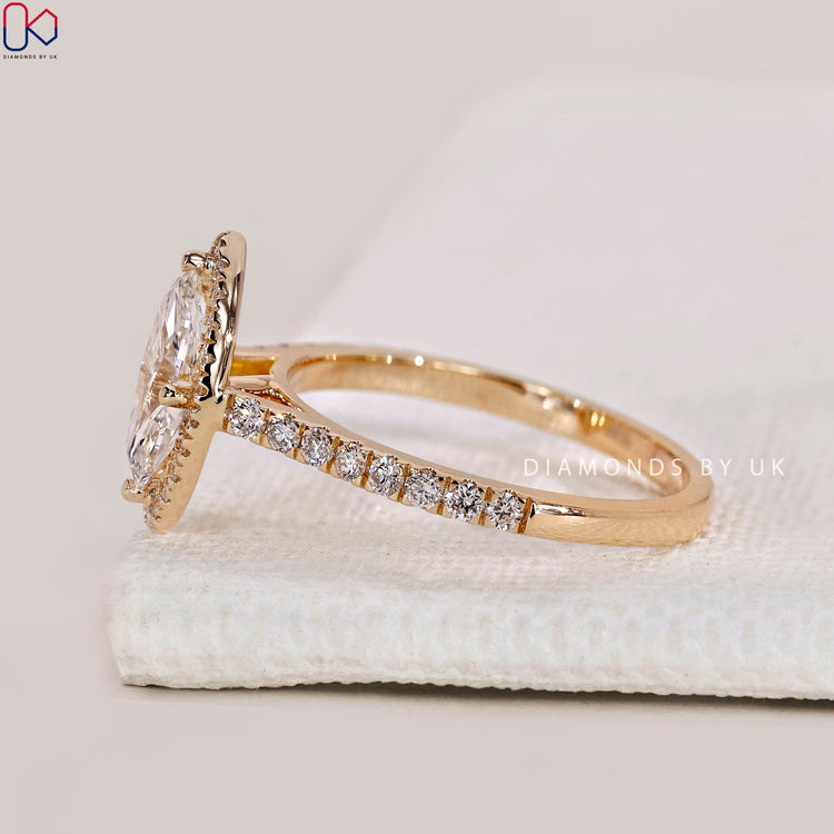 Lab grown diamond ring with ethical origin.
