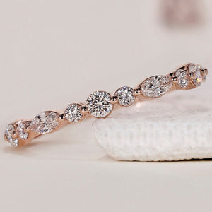 Lab Grown Diamond Wedding Band - Marquise & Round Diamond