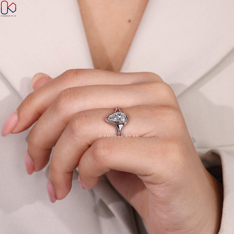 Handmade pear cut ring by Diamondsbyuk.

