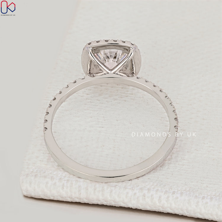 IGI Certified round cut diamond engagement ring.