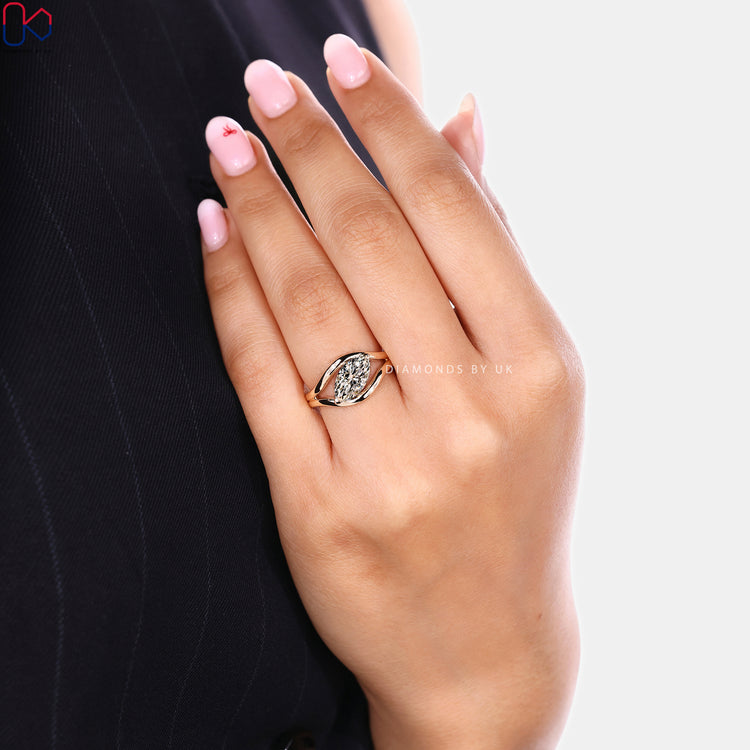 Handmade marquise diamond ring with east to west setting
