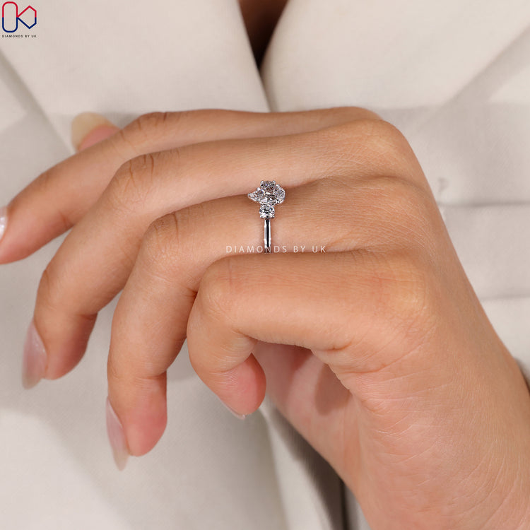 Pear diamond ring by Diamondsbyuk, handmade.
