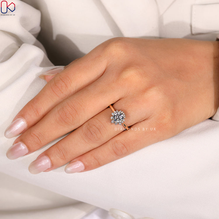 Handmade round diamond ring by Diamondsbyuk.
