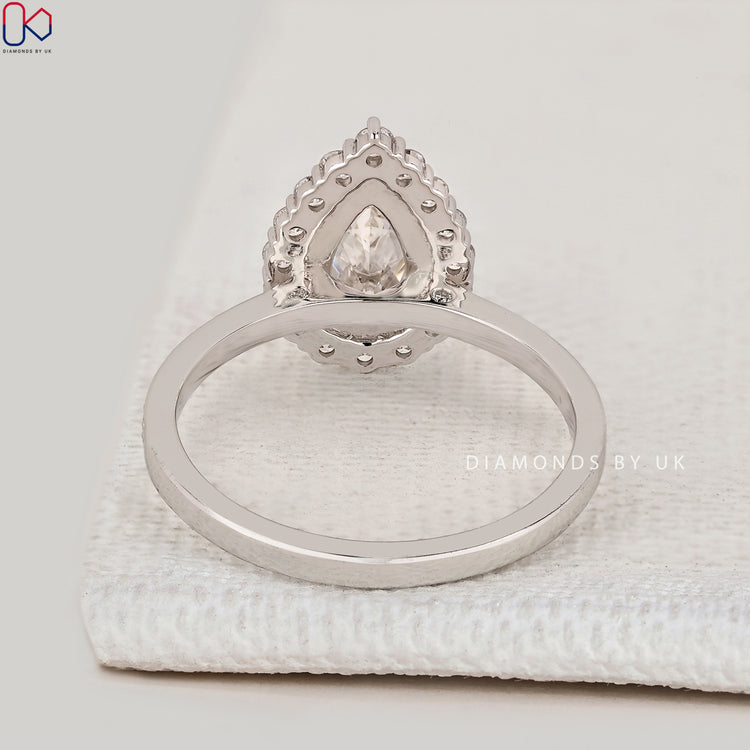 IGI Certified pear diamond engagement ring.