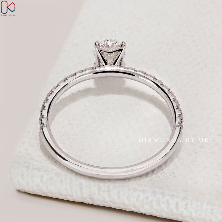 IGI Certified oval cut diamond engagement ring.
