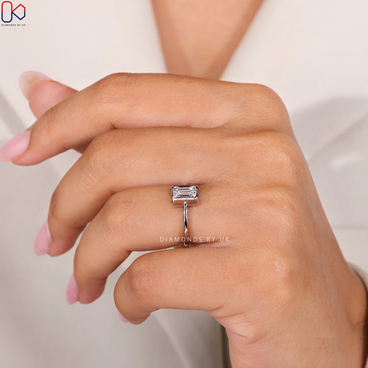 Handmade emerald cut ring by Diamondsbyuk.
