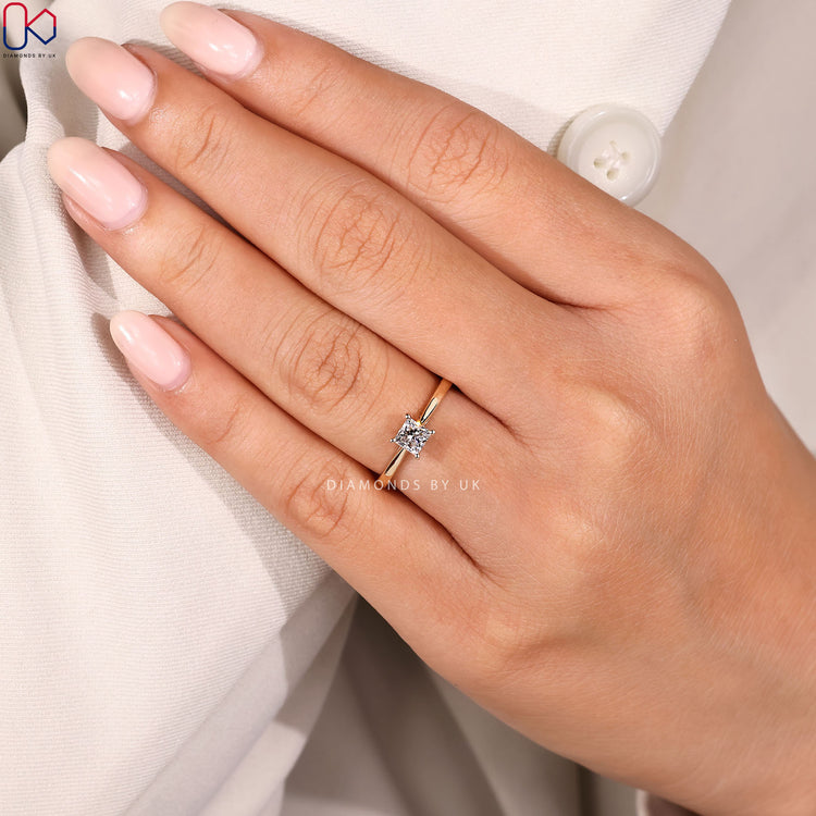 Handmade princess cut diamond ring by Diamondsbyuk.