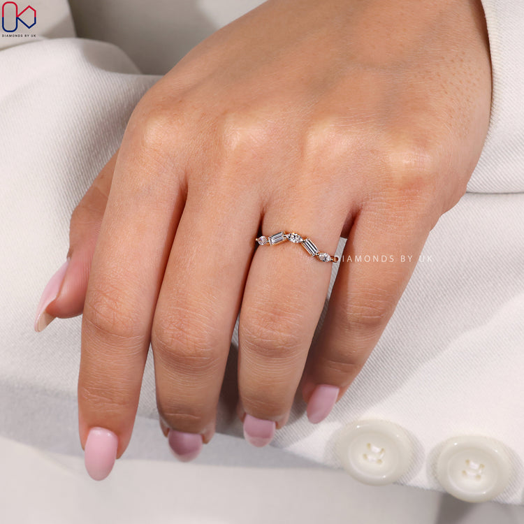 Lab Grown Diamond set in marquise diamond band.
