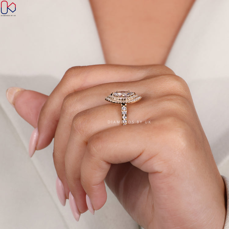 Bridge accent ring setting for a sophisticated and bold style.
