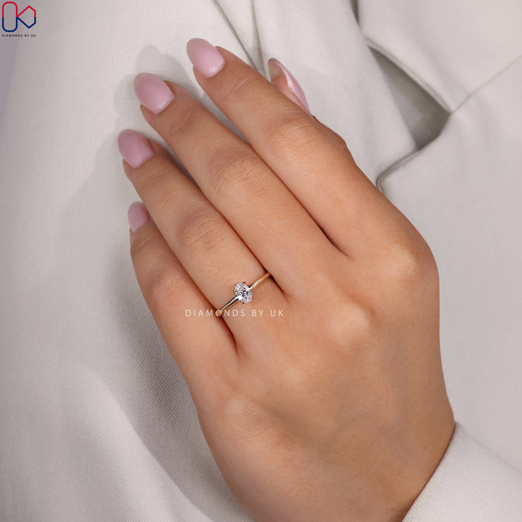 Handmade ring featuring an oval diamond design.
