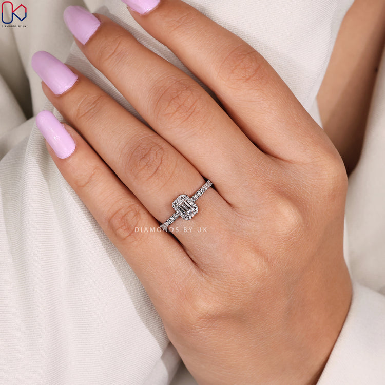 Buy emerald cut diamond engagement ring online.
