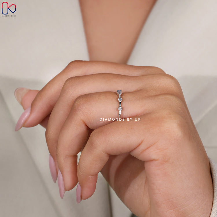 Custom white gold distance pave wedding band.
