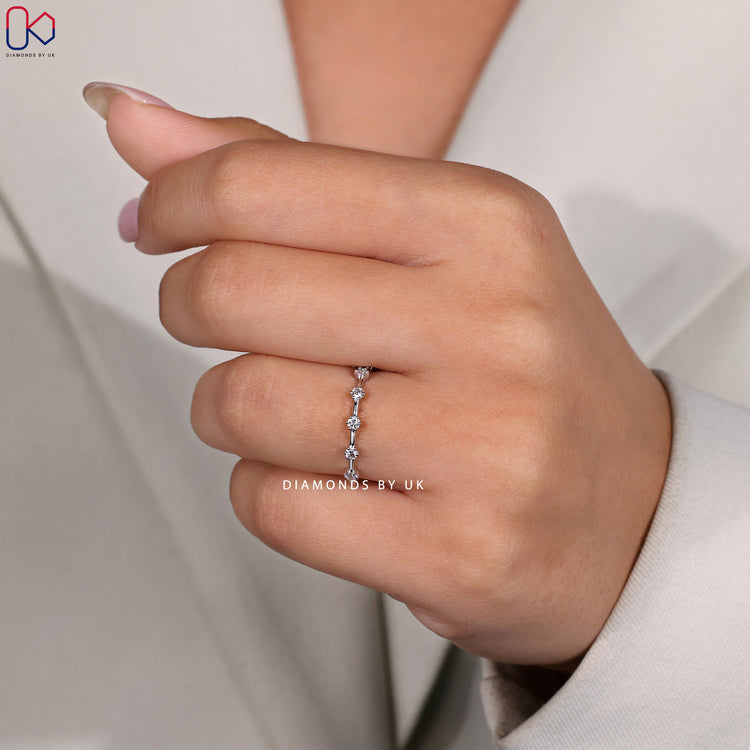 Handmade jewellery white gold diamond wedding band.
