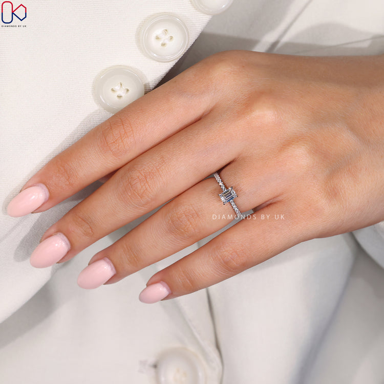 Handmade emerald cut diamond ring
