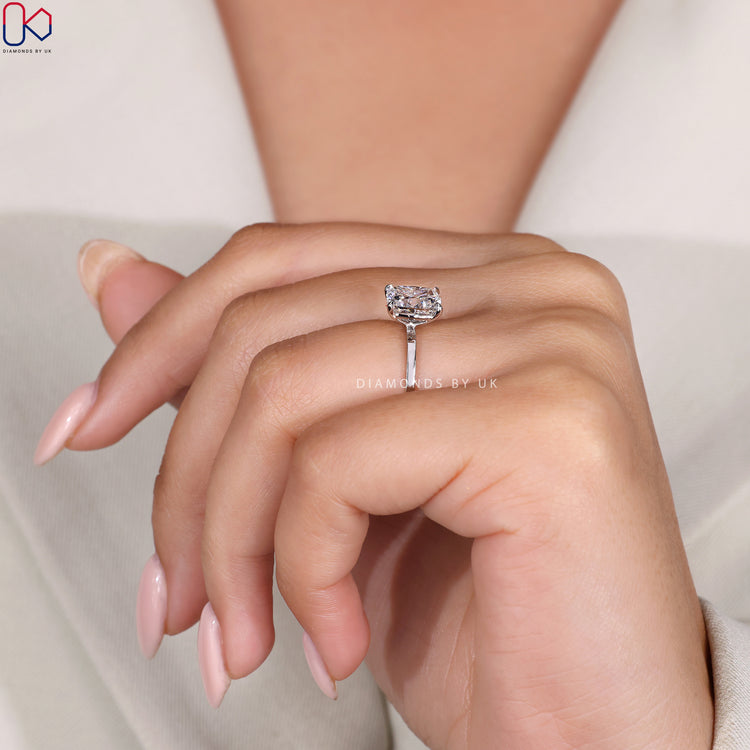 Best anniversary gift for women featuring a solitaire cushion diamond in white gold.