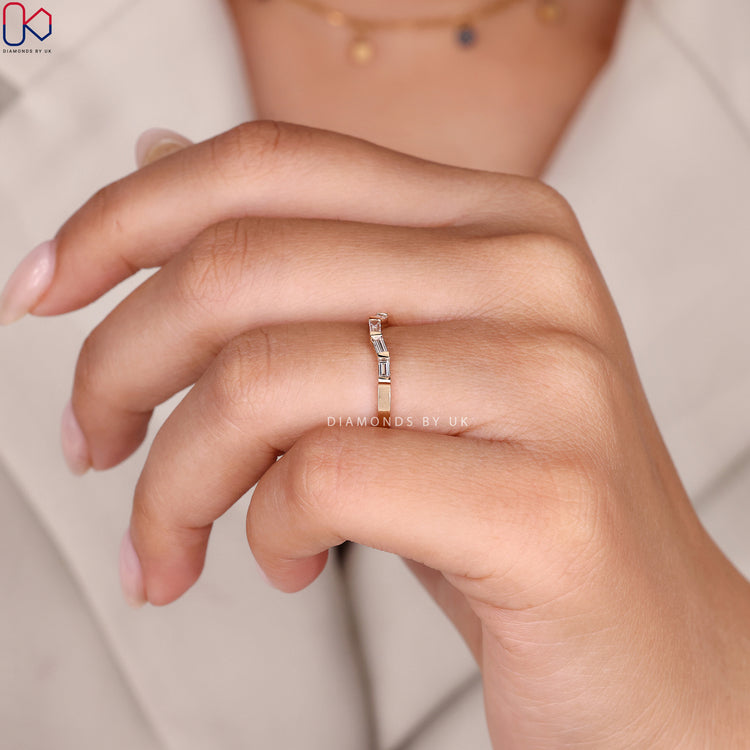 Custom wedding band with u shaped wedding band.
