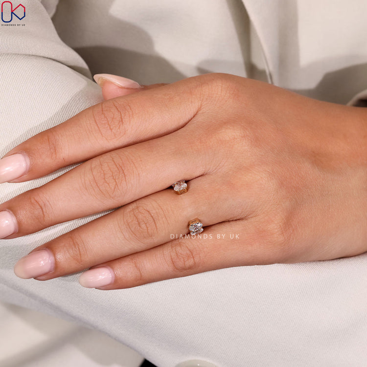 Yellow gold diamond band with oval diamond wedding band.
