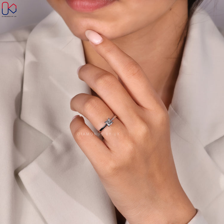 Handmade white gold solitaire engagement ring.
