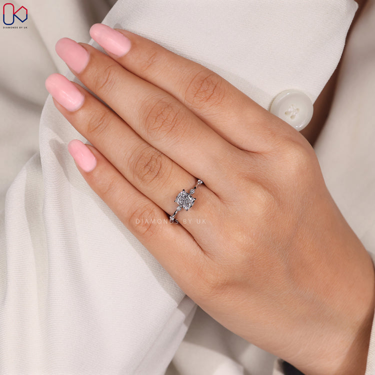 Handcrafted white gold pave setting diamond ring.
