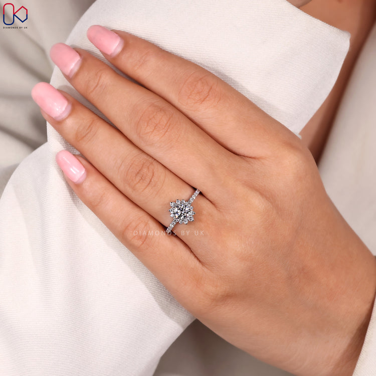 Custom diamond ring handcrafted in white gold.
