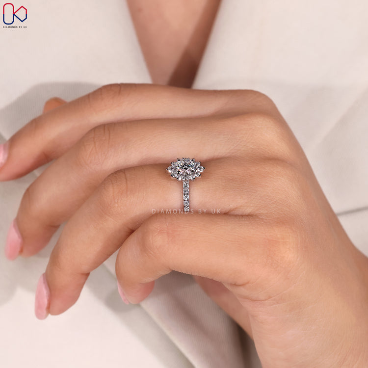 Pave setting white gold engagement ring.
