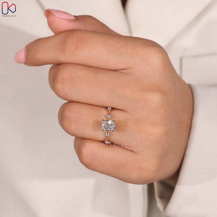 Custom diamond ring handcrafted in yellow gold.
