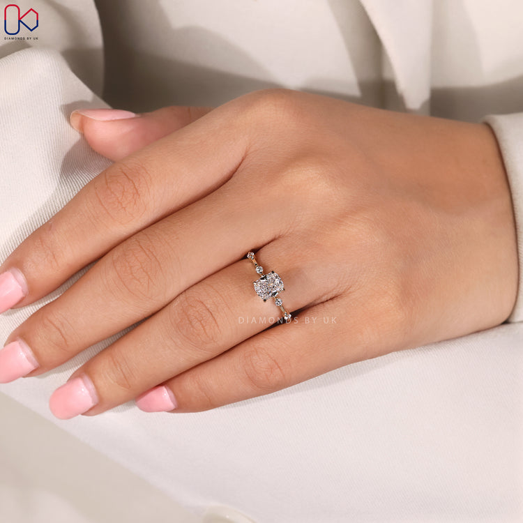 Handmade yellow gold distance pave engagement ring.
