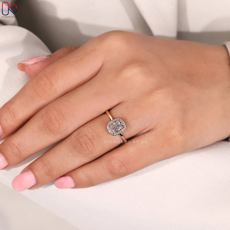 Custom diamond ring handcrafted in yellow gold.
