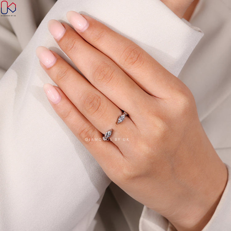 Shared prong setting on handmade jewellery.
