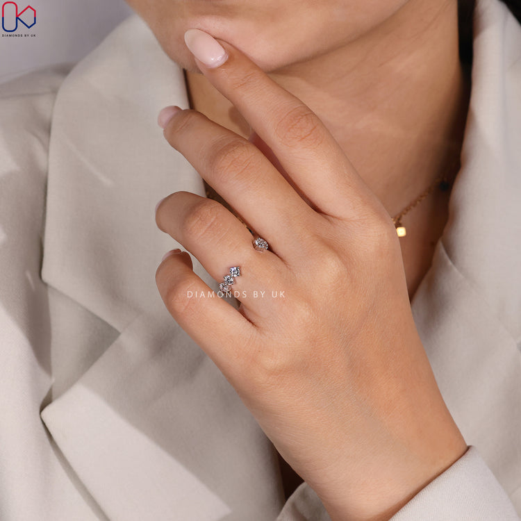 White gold diamond band with round diamond wedding band.
