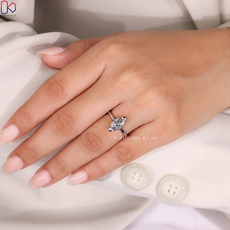 DiamondsbyUK engagement ring crafted with marquise diamond.
