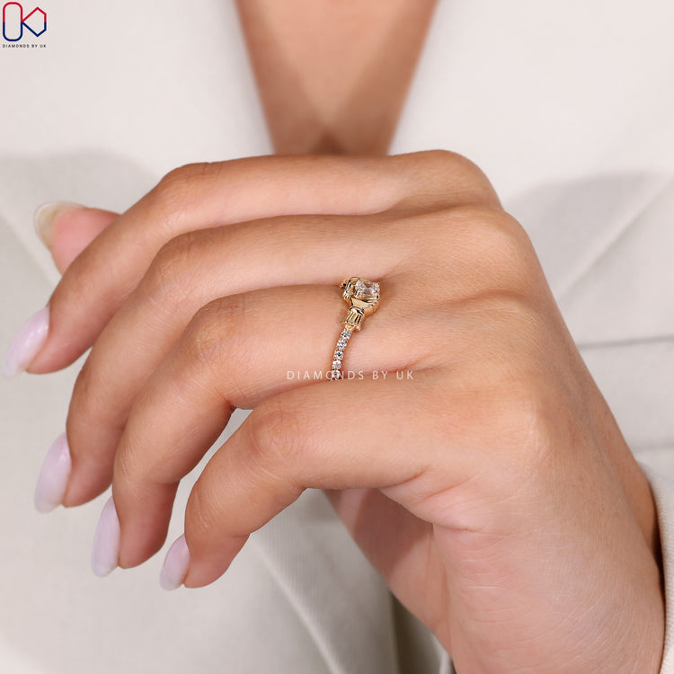 Lab grown Asscher diamond engagement ring
