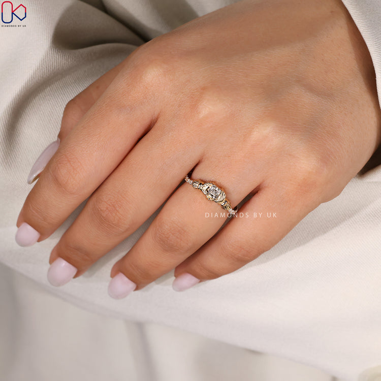 UK style Asscher cut engagement ring
