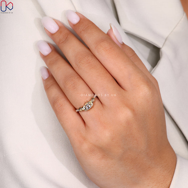 Handmade Asscher diamond engagement ring
