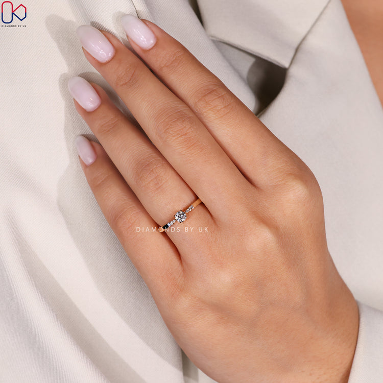 UK style yellow gold lab diamond ring
