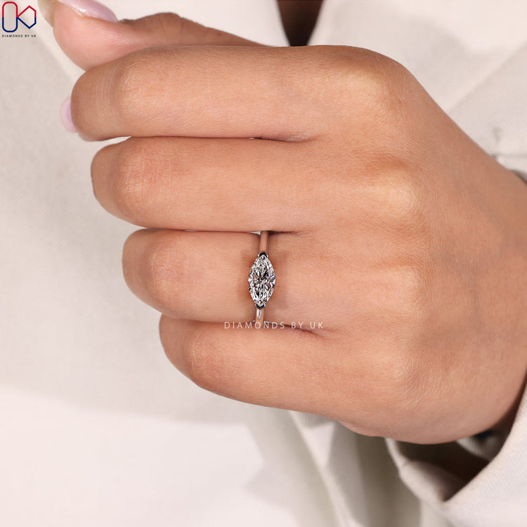 East West Engagement Ring In Marquise Cut