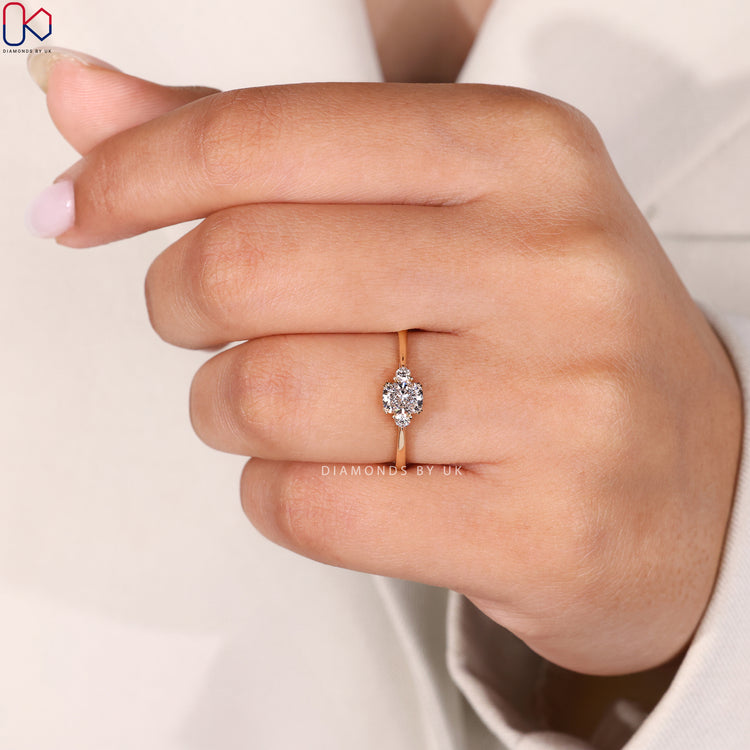 3 stone engagement ring with cushion cut center.
