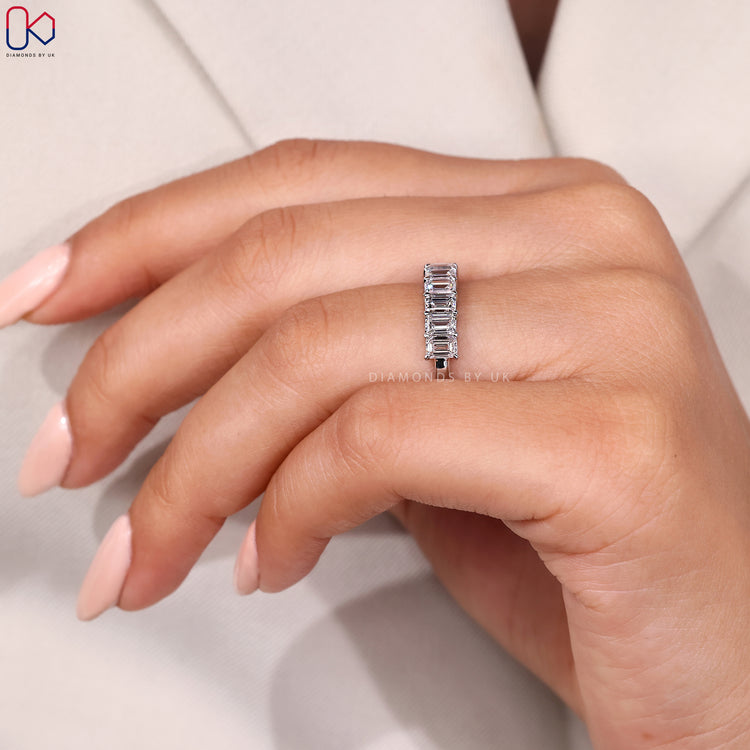 Handmade jewellery white gold wedding band.
