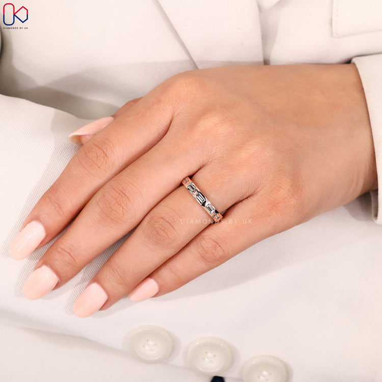 Handmade jewellery baguette cut diamond band.
