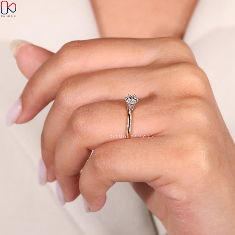 Round cut lab diamond solitaire ring
