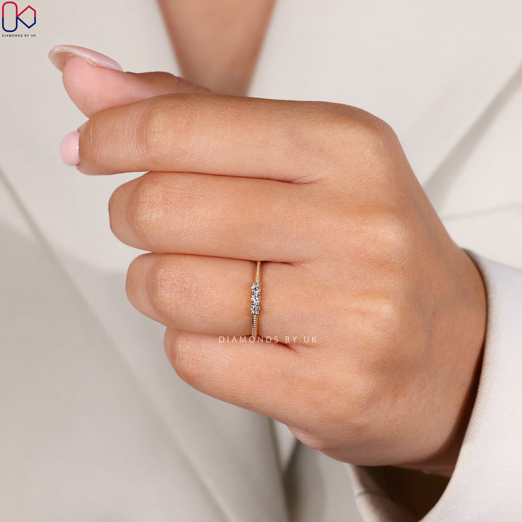 Custom wedding band with milgrain setting.
