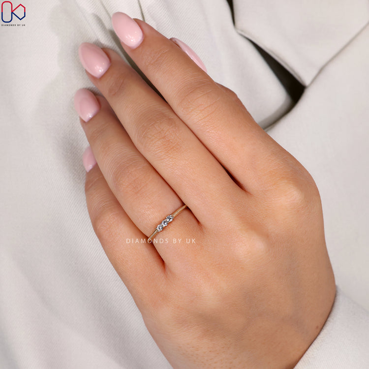 Lab Grown Diamond in prong setting band.
