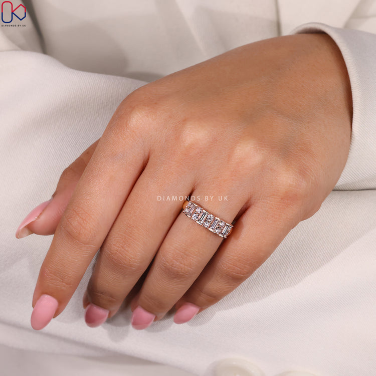 Handmade band in rose gold wedding band style.
