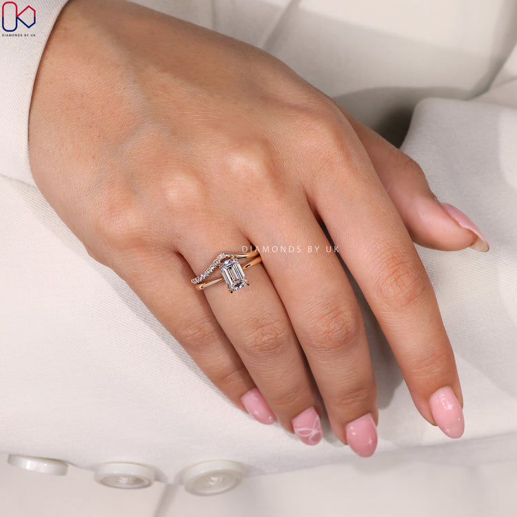 Lab grown diamond bridal set with quality cut stones.
